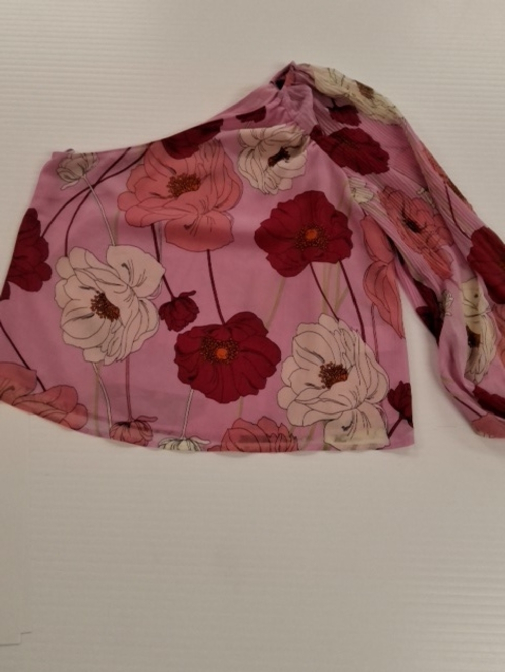 Express Pink Floral TOP with Red and Cream Blooms